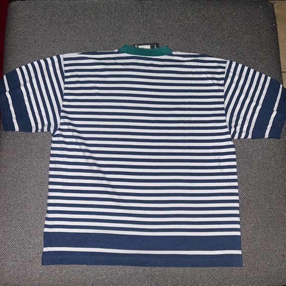 90s Celio Striped Blue and White T-Shirt New With Tags - Picture 4 of 4